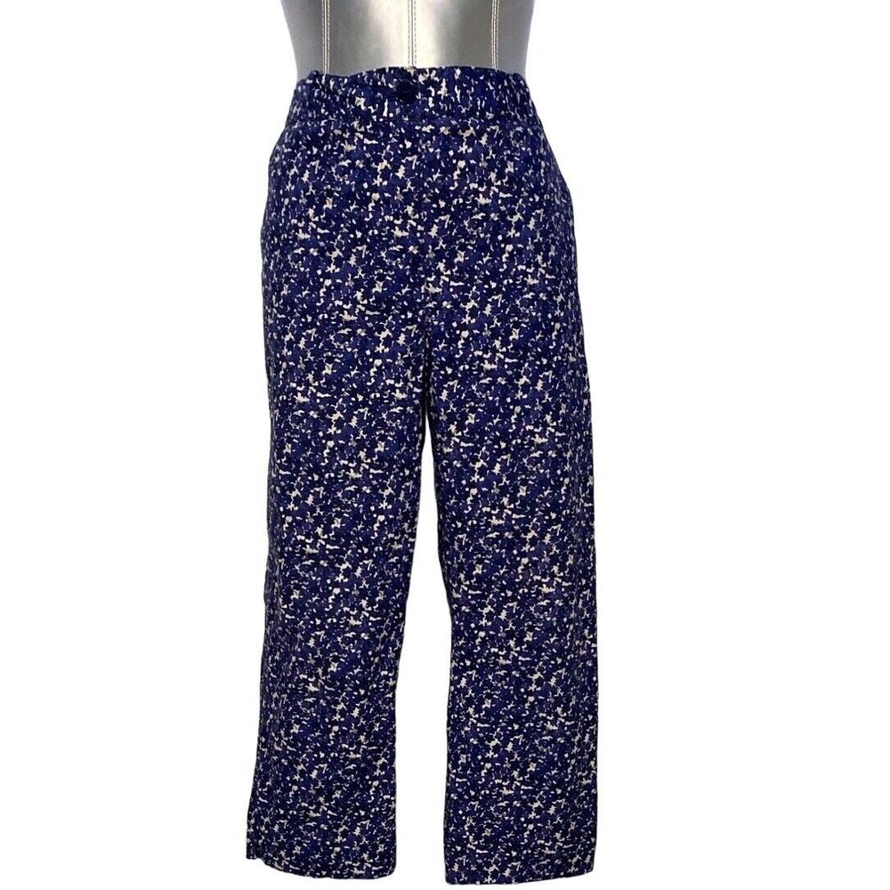 Talbots Pants 12 Blue White Lavender Crop‎ Clam Diggers Signature Cotton Pocket